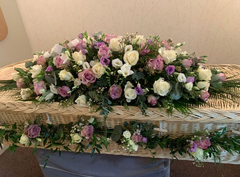 Lilac, White & Ivory Coffin Spray